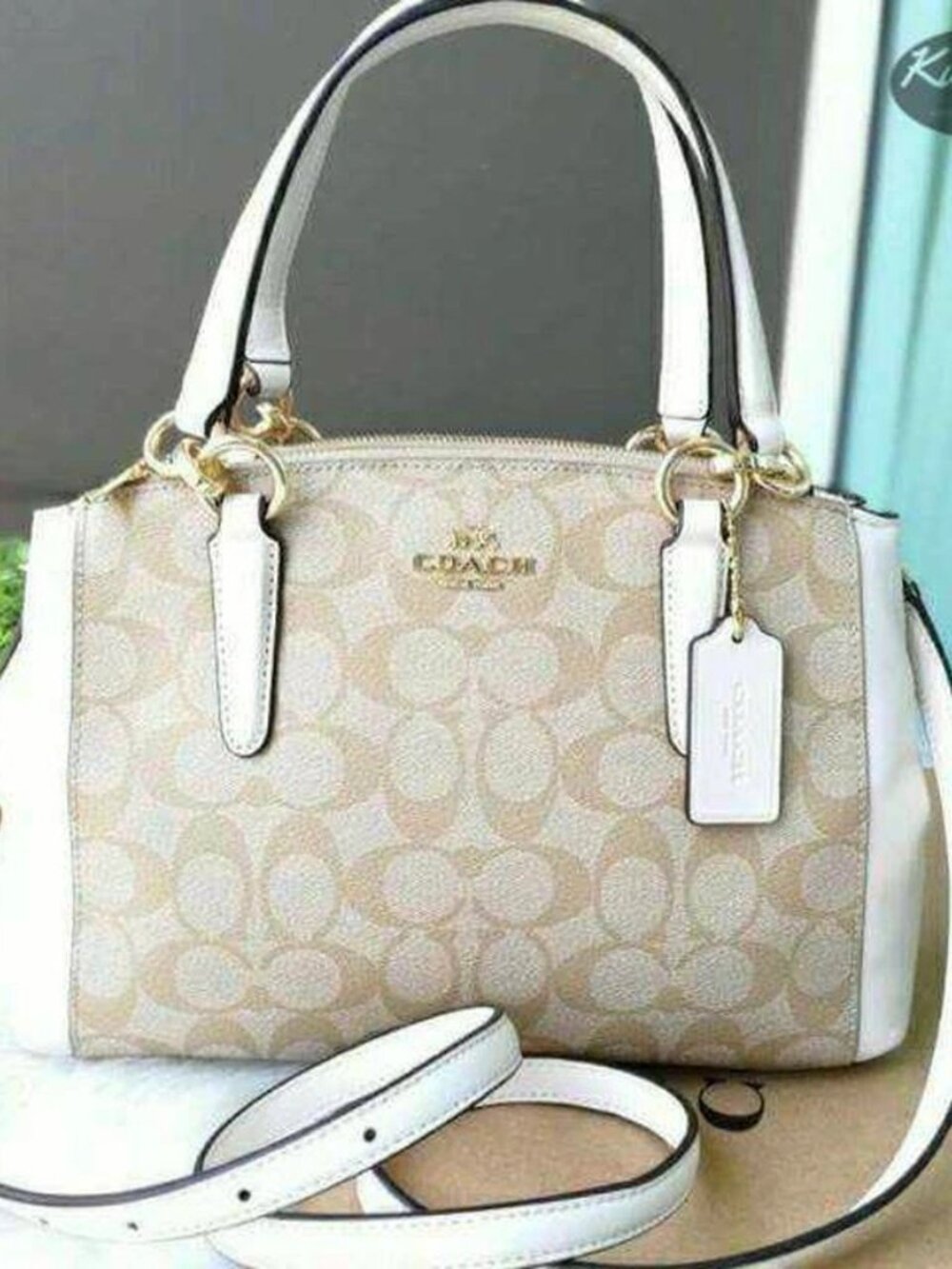 Coach Christie Khaki Signature Crossbody Bag Purse